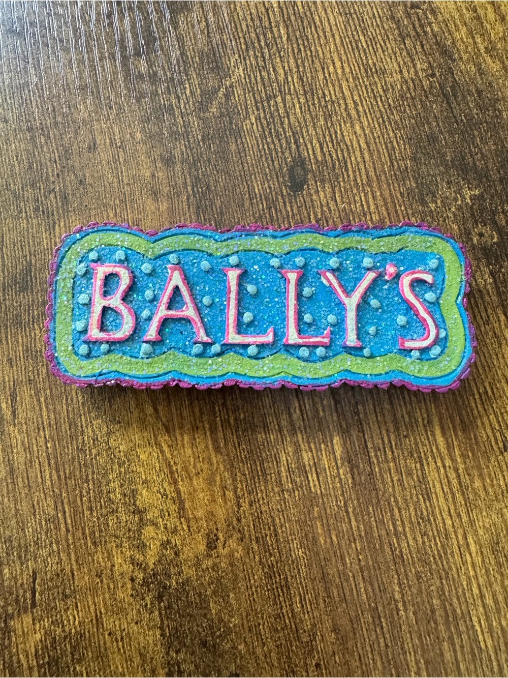 Vintage Bally’s Las Vegas Glitter Resin Souvenir Magnet Casino Hotel 3D Sparkle